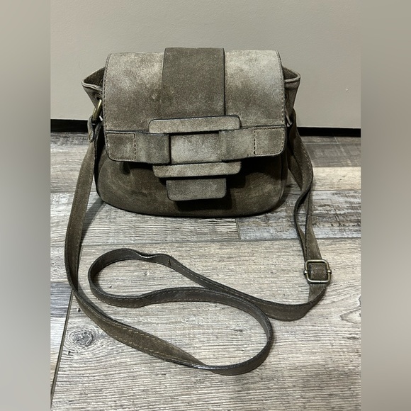 Sundance Handbags - Sundance Grey Taupe Leather suede Crossbody Bag purse Made in Italy